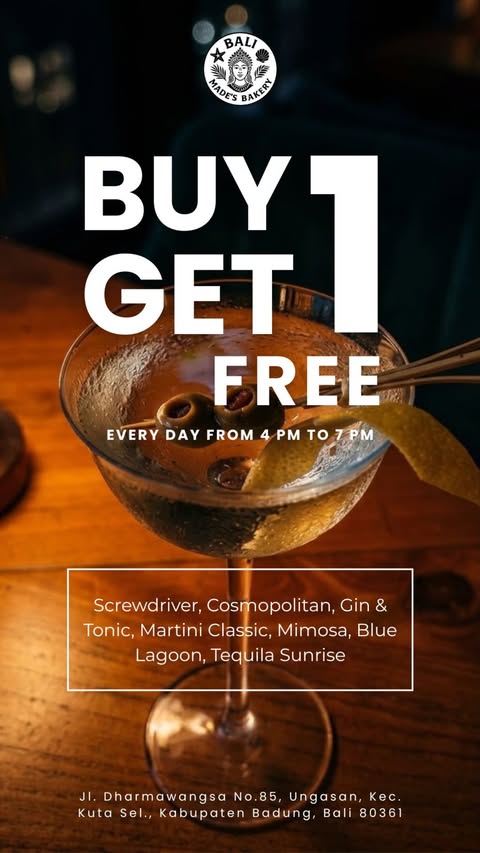  Buy 1 Get 1 Free cocktail