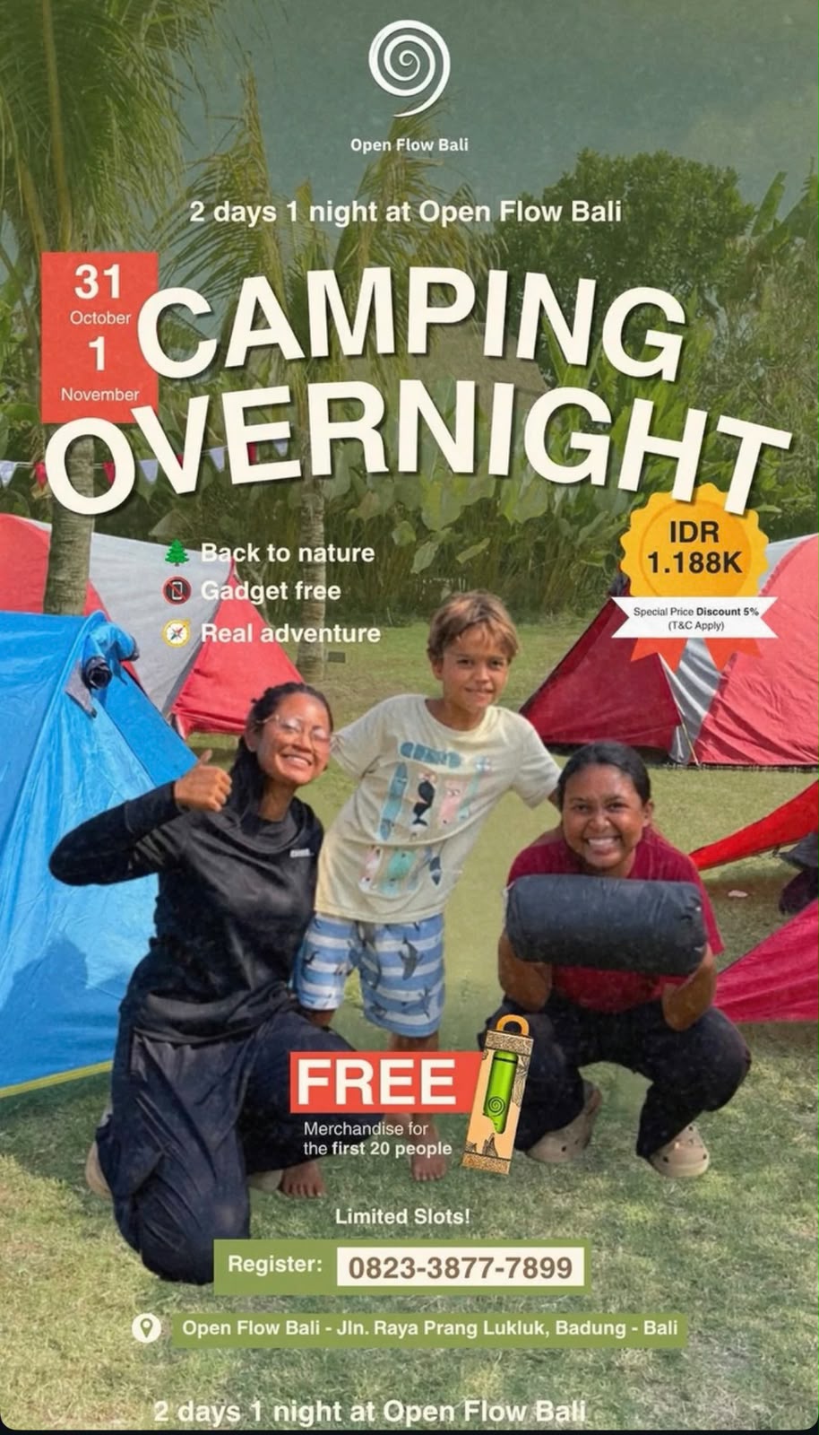 🏕️ CAMPING OVERNIGHT AT OPEN FLOW BALI 🌿