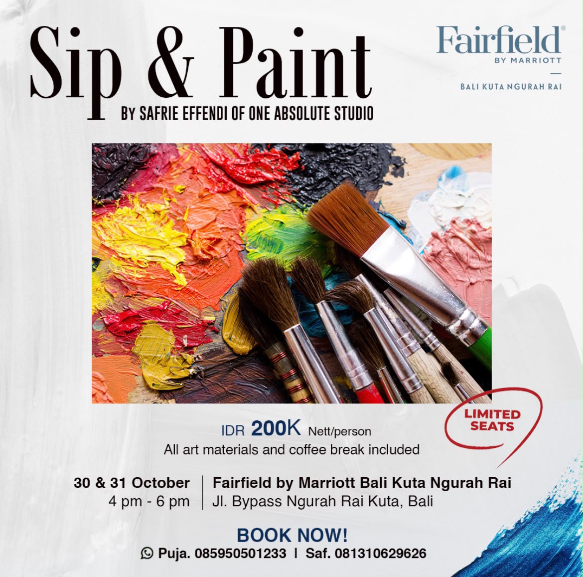 Sip & Paint by Safrie Effendi of One Absolute Studio at Fairfield by Marriott Bali Kuta Ngurah Rai!