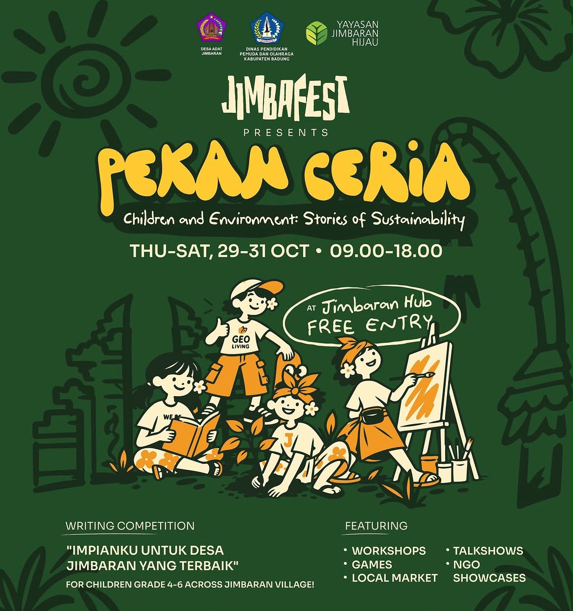 Jimbafest Presents PEKAN CERIA: brings kids, creativity, community and sustainability together at Jimbaran Hub.